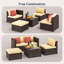 Ensemble de conversation modulaire en osier pour 3 personnes avec coussins-1864634993