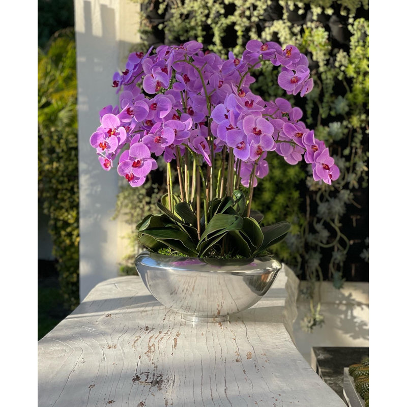 Orchid Floral Arrangement in Planter, Light Purple