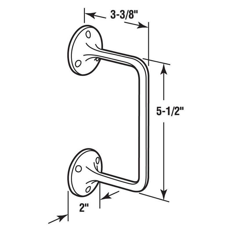 Poignée de porte Prime-Line, 3 po, ADA, avec attaches, acier inoxydable