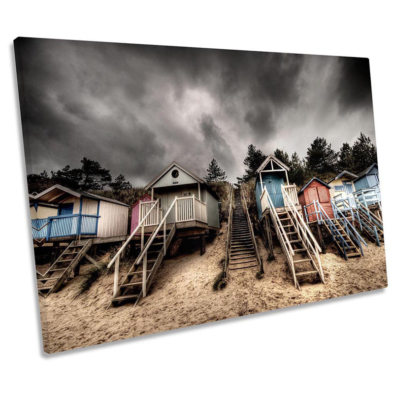 Beach Huts Seaside - Wrapped Canvas Print, 61cm H x 91.4cm W