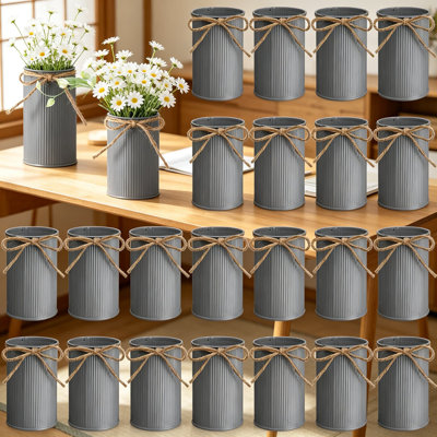 Ensemble de 24 vases rustiques en métal pour centre de table, petit vase de fleurs 4,33 pouces