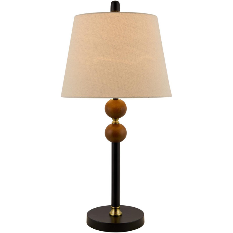 Lampe de table en bois massif avec abat-jour cloche Ezella