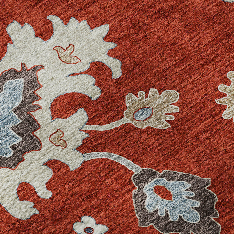 Premium Machine Washable Prisco Red Rug, Rectangle 1'8" x 2'6"