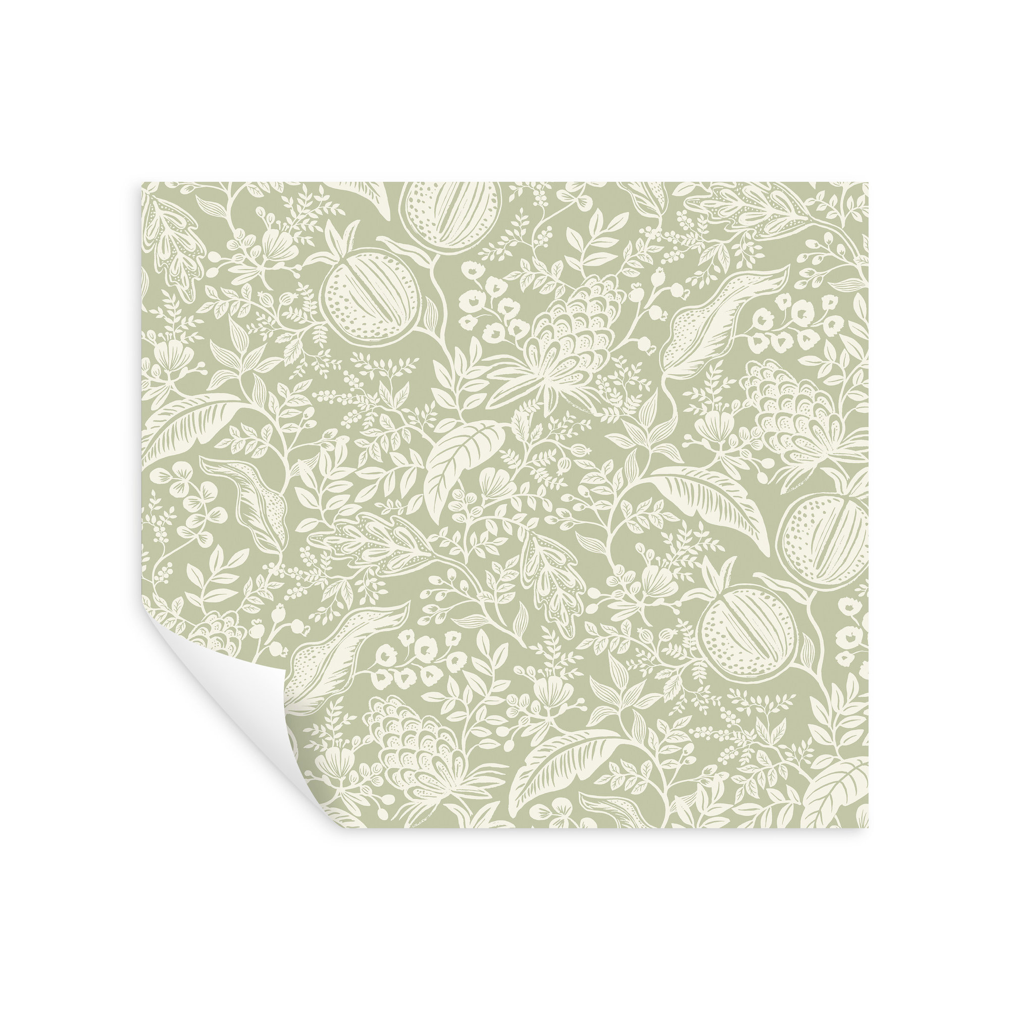 Pomegranate White Peel and Stick Wallpaper, Green