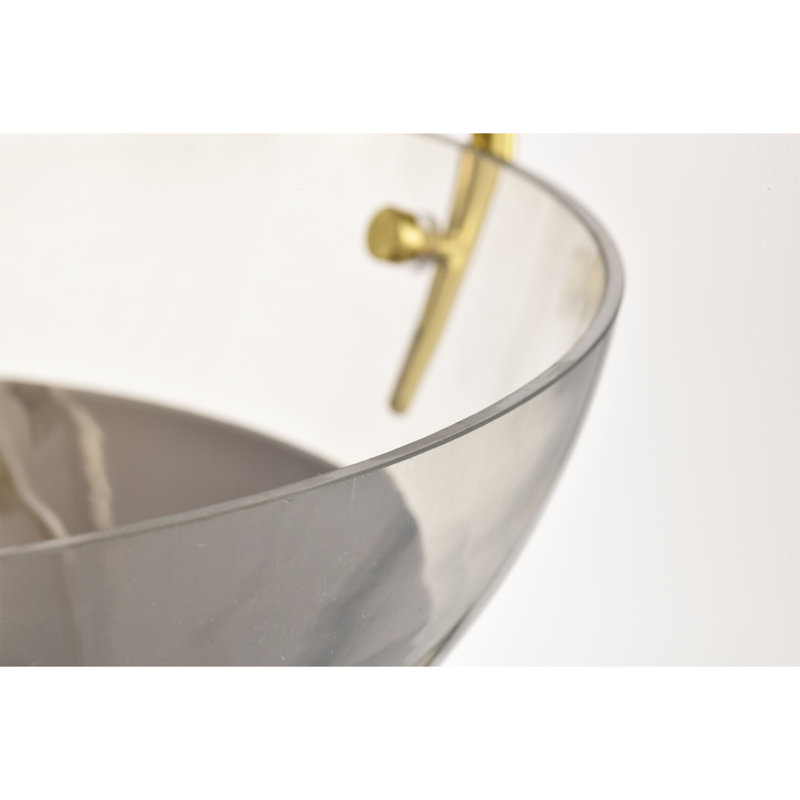 Vexa Brass Semi-Flush Mount Ceiling Lamp With Glass Bowl Shade Metal Bottom Cap - Brass-Gold