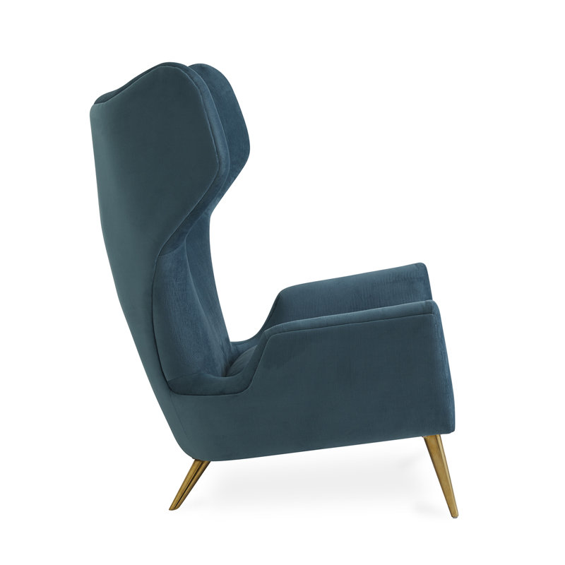 Milano Wing Chair, Bergamo Aegean, Brass