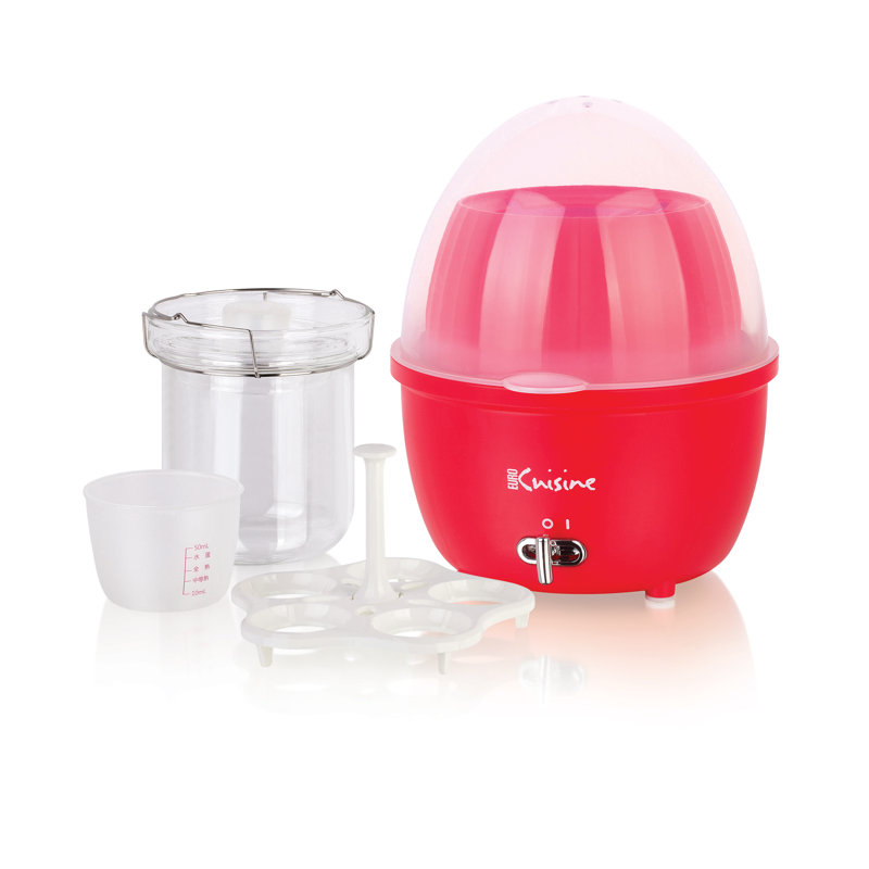 Compact Red Electric Food Steamer and Egg Cooker