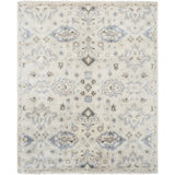 Hand Knotted Wool Oriental Area Rug in Ivory