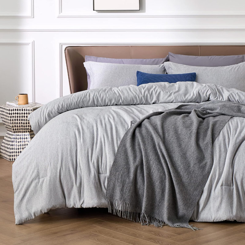 Bedsure Comforter Set - Soft Bedding for All Seasons, Cationic Dyed Bed Set, Beige, Queen Comforter + 2 Pillow Shams