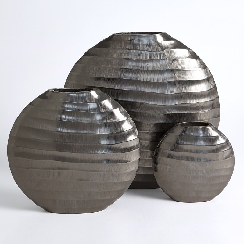 Aluminum Table Vase, Black Nickel, 11" H x 11.75" W x 3.25" D