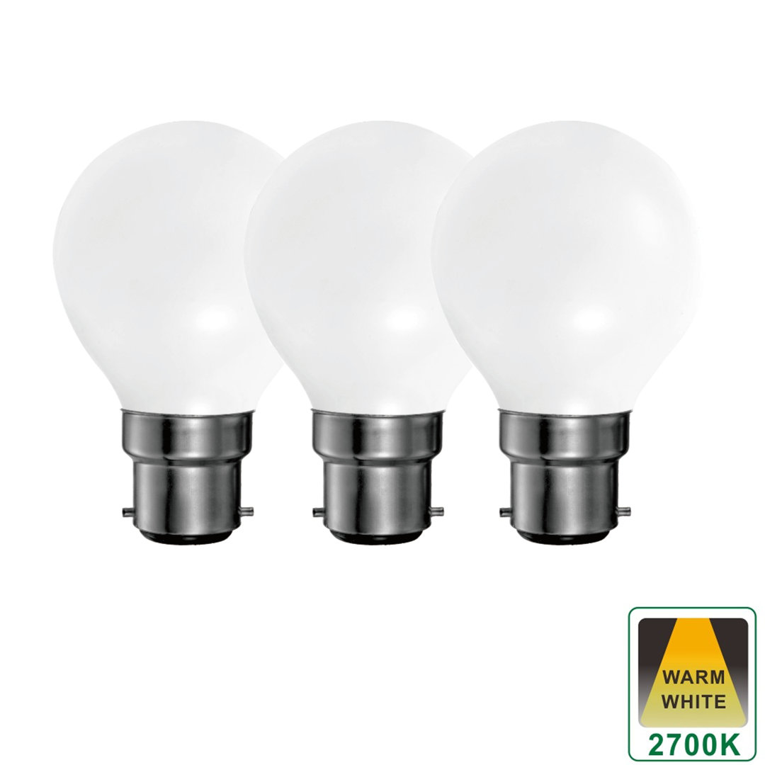 5W B22 Dimmable LED 3000K Golf Light Bulb Opal (Set Of 3)