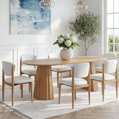 Nickole 7 - Piece Oval Solid Wood Dining Table Sets