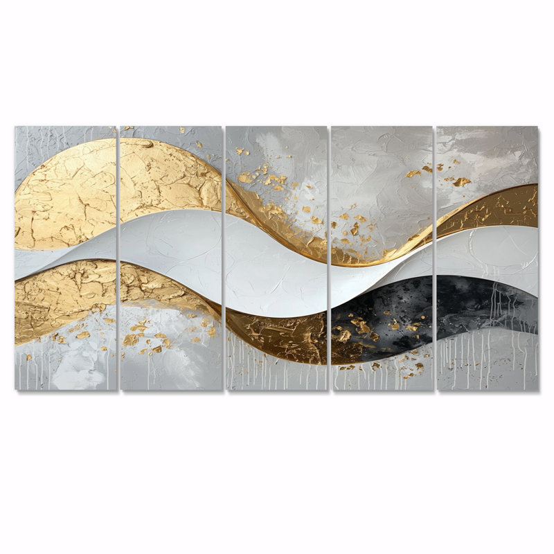Fosteau I - art mural vagues - décoration murale moderne, H 28 po x l 60 po, 5