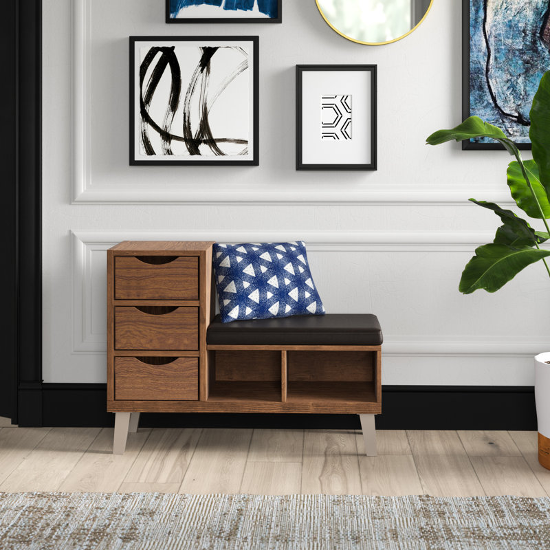 Banc de rangement en similicuir Amrei