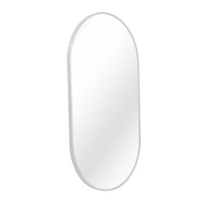Miroir de salon argenté 20 po x 33 po ovale - Design en alliage d'aluminium et de verre anti-déformation HD
