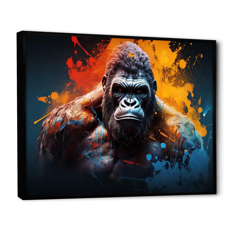«Colorful Gorilla Force», reproduction d'art sur toile, Cadre flottant noir, H 24 po x l 32 po x P 1 po