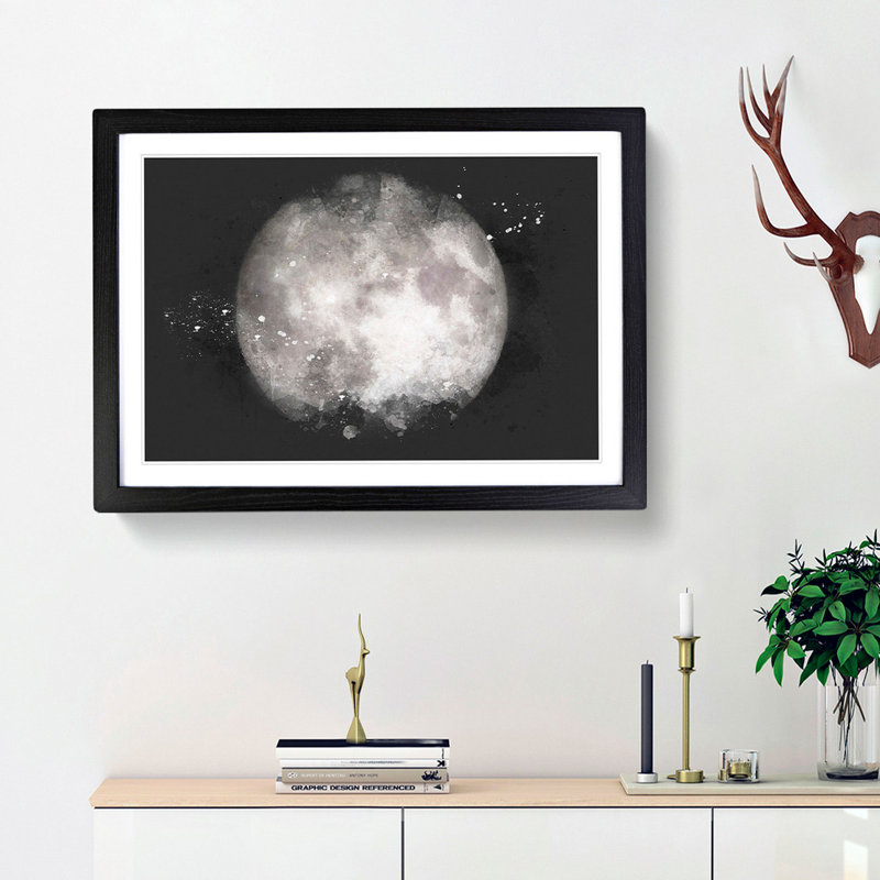 A Full Moon - Picture Frame Graphic Art Print, Black Framed, 62cm H x 87cm W x 2cm D