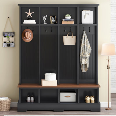 Hall Tree 59.02" Wide With Bench And Storage