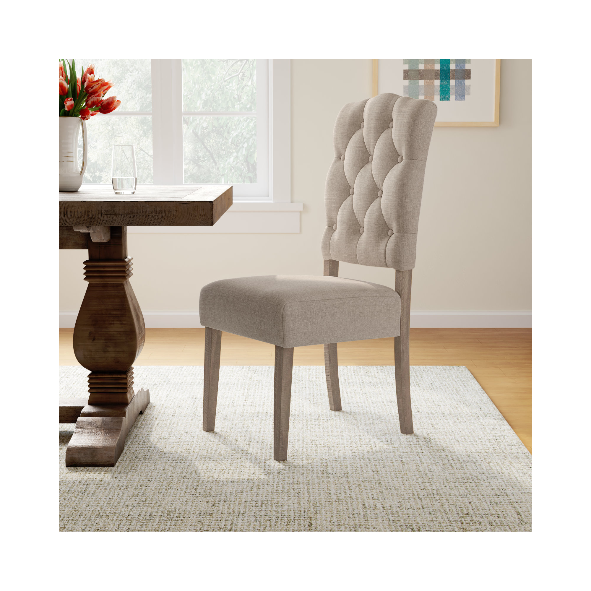 Bianca Tufted Parsons Chair, Weathered Natural