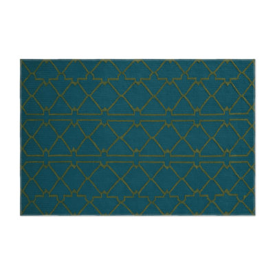 Tapis bleu intérieur et extérieur Trellis