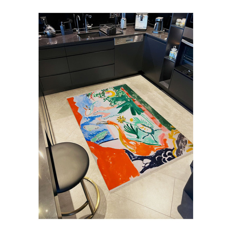 Tapis décoratif moderne à motif de fleurs d'oie et de soleil aux tons pastel, Runner 2'6" x 9'10" Rug Pad Included