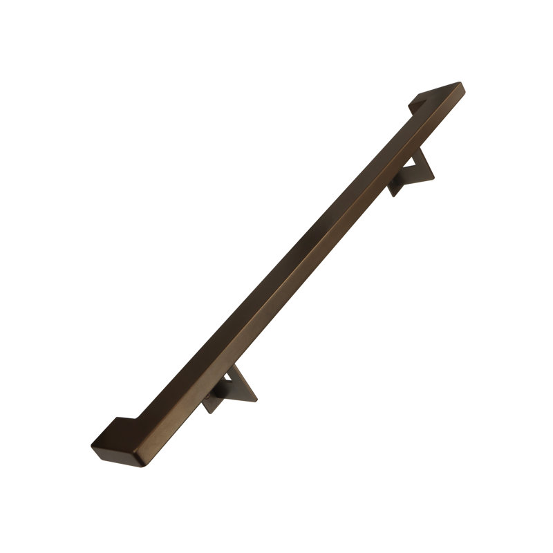 Urban Contemporary Handrail Grab Bar Kit, L Steel Brackets, Returns to Wall, Powder Coat, 24" W, Bronze