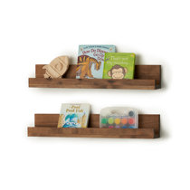 NEARPOW Floating Shelves Set of 2, Rustic Pine Wood Wall Shelf for