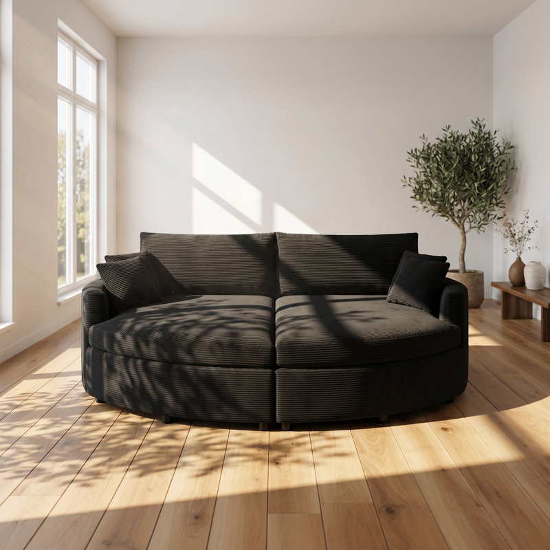 Bridgewater 102.3" W x 60.6" D x 35" H Corduroy Deep Seat Double Chaise Lounge Sofa