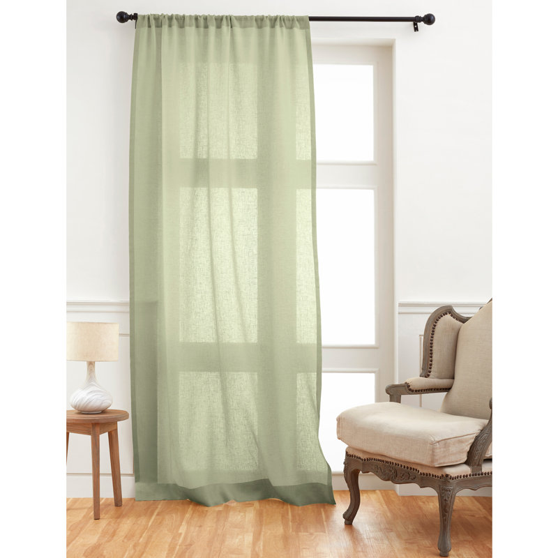 Sheer Curtain with Rod Pocket, Sage Green, 52" W x 63" L