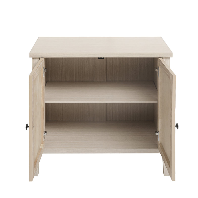 Armoire de rangement sculptée à 2 portes avec tablette réglable, Naturel