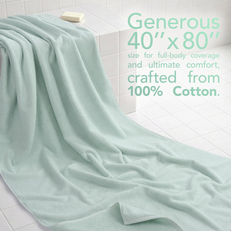 Darcelle 100% Cotton 40 x 80 Oversized Bath Towel Sheet, Mint