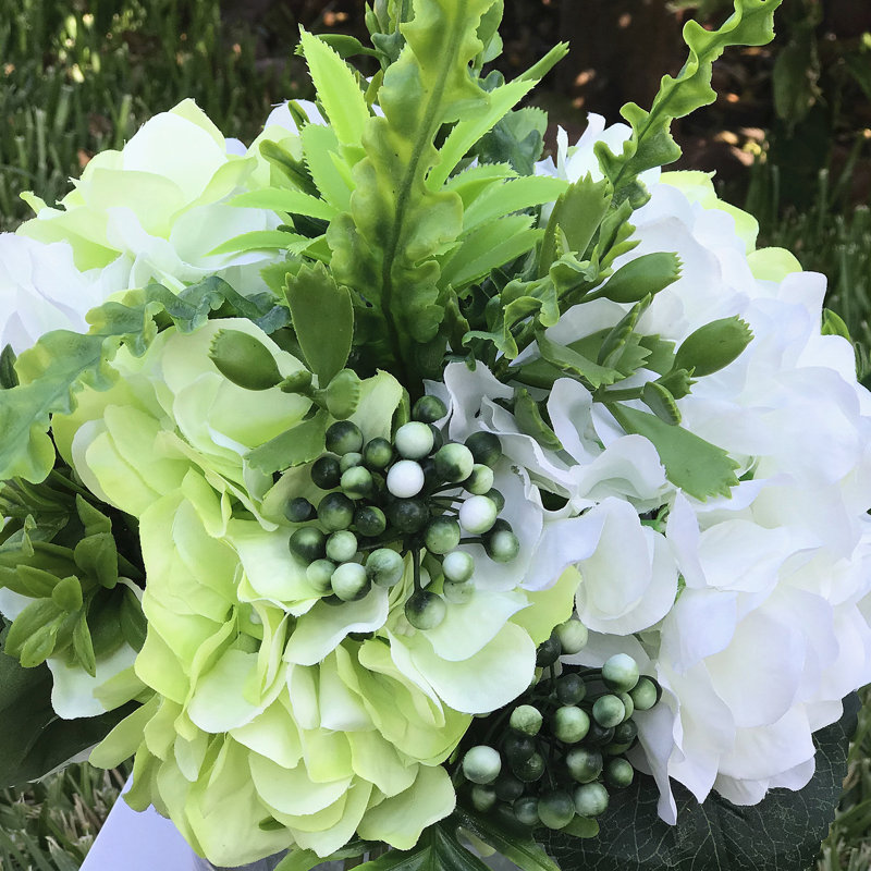 Faux Silk Hydrangea Arrangement in Vase