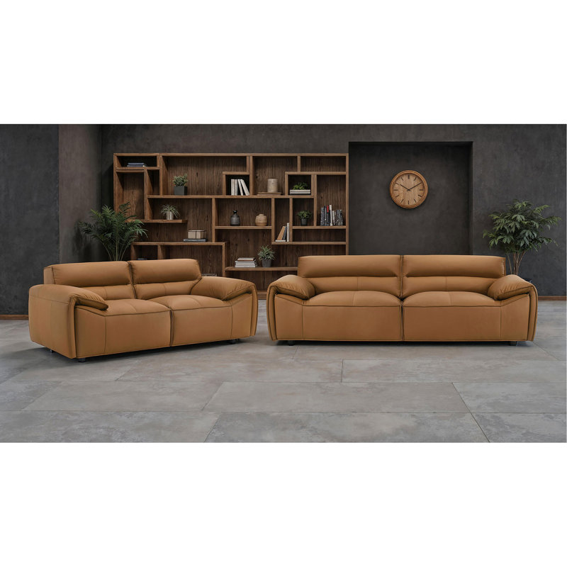 Canapé Hudson, 91.25" W, Orange Faux Leather