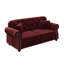 Canapé Chesterfield de 63 pouces en velours avec garniture cloutée et accoudoirs roulés, design moderne Mid-Century, comprend 2 coussins, bourgogne-1290478773
