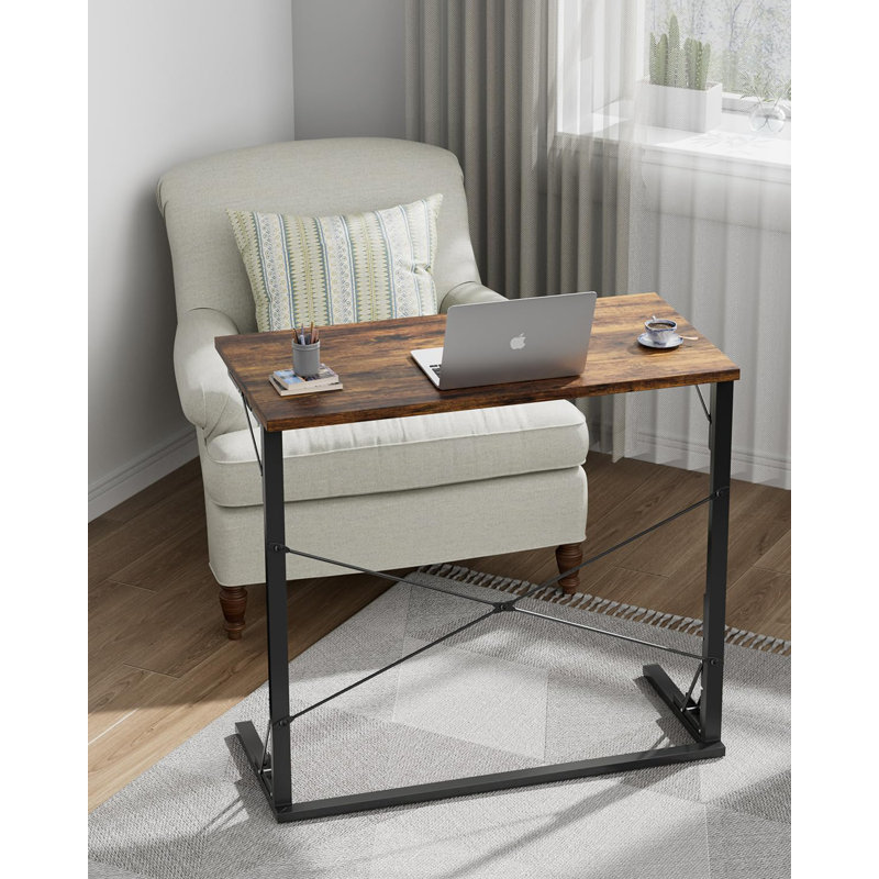 31.5" Folding Desk, Foldable TV Tray Table For Eating On Couch, Extra Large TV Dinner Trays, Portable Fold Computer Writing Desk Table For Home Office, Rustic Brown