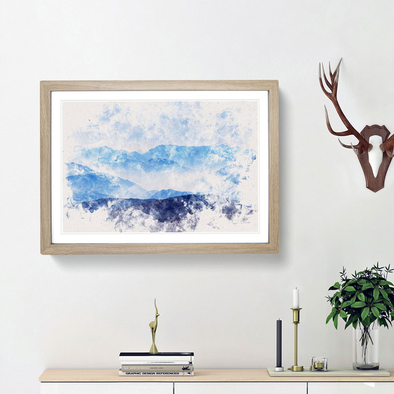 Mountain Sky - Framed Print, 62cm H x 87cm W x 2cm D, Oak Framed