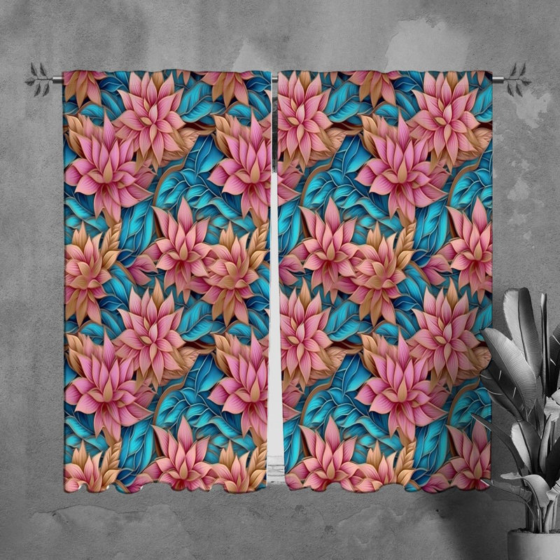 Rideaux de fenêtre à motif floral, L 40 po x L 61 po