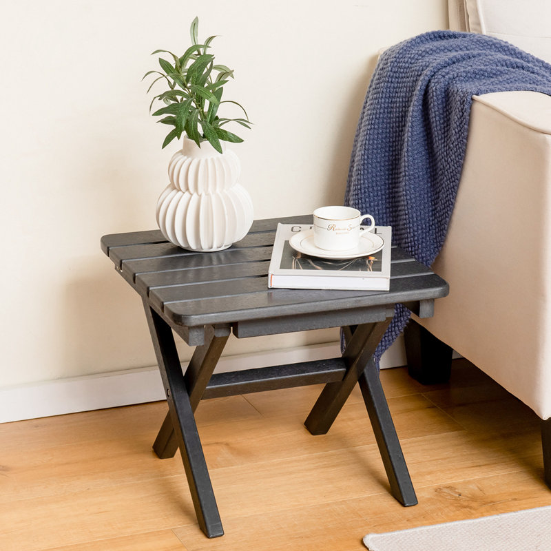 Table d'appoint pliable Ebern Designs Hdpe Adirondack, Noir