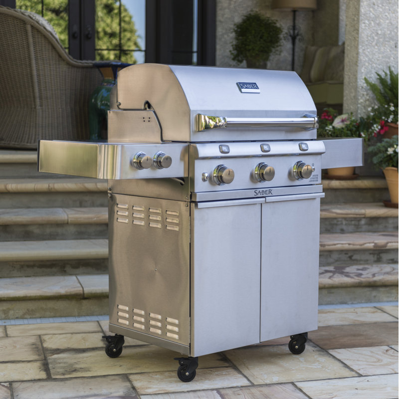 Saber 3-Burner Propane Gas Grill with Cabinet