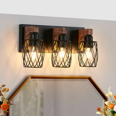 Industrial Vintage 3-Light Wall Sconce - Black Cage Wall Lighting