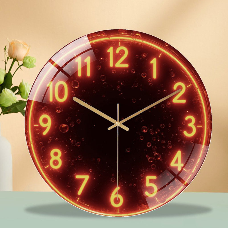 Horloge murale en verre néon