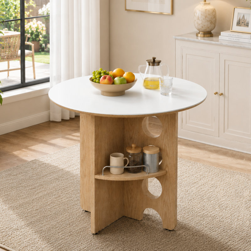 Table de salle à manger 35,4 po, Blanc / bois
