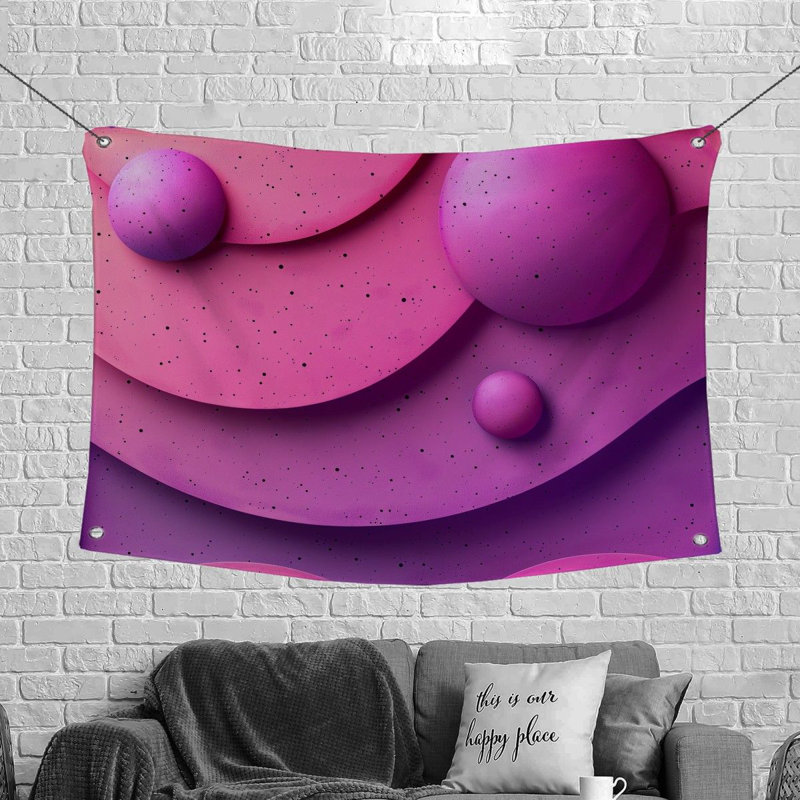 D Shapes Art Microfiber Fabric Tapestry, 68" H x 80" W