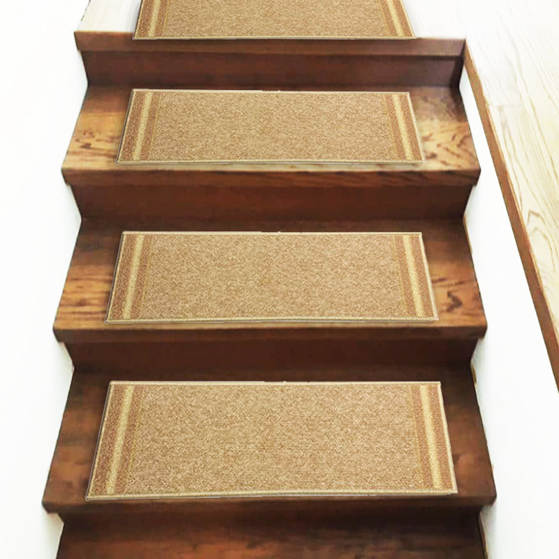 Tapis d'escalier beige antidérapant Dalila