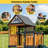 Extra Large Solid Wood Outdoor Playhouse Swing Set With Doule Slide, Kitchen Play Sets