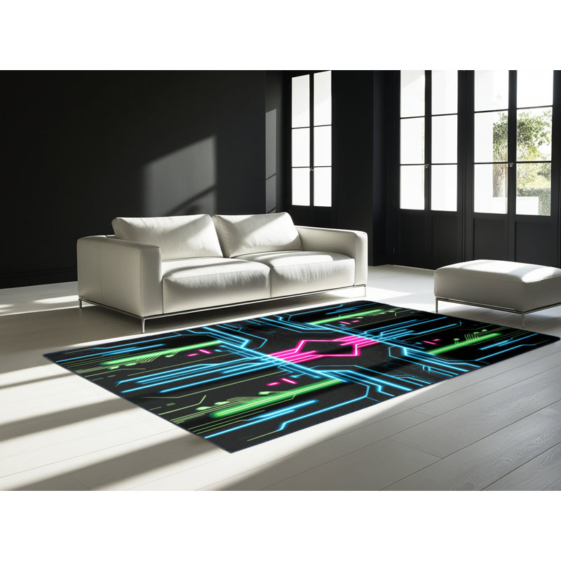 Tapis à rayures Technicolor, Rectangulaire 8 pi x 10 pi