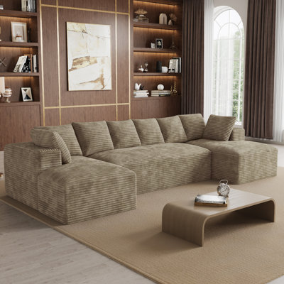 Canapé d'angle surdimensionné sans ossature et à compression de 131 pouces avec coussins