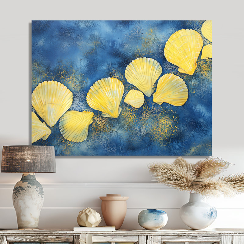 «Ethereal Cascade Of Seashells III - Seashells», reproduction sur toile, H 34 po x l 44 po, Toile tendue, Ne s’applique pas