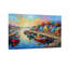 Paysage et nature Scène de port colorée avec bateaux et maisons-1142383986