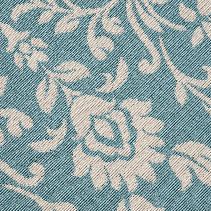 Tapis de zone bleu botanique Hewlett, Rectangle 5 pi 3 po x 7 pi